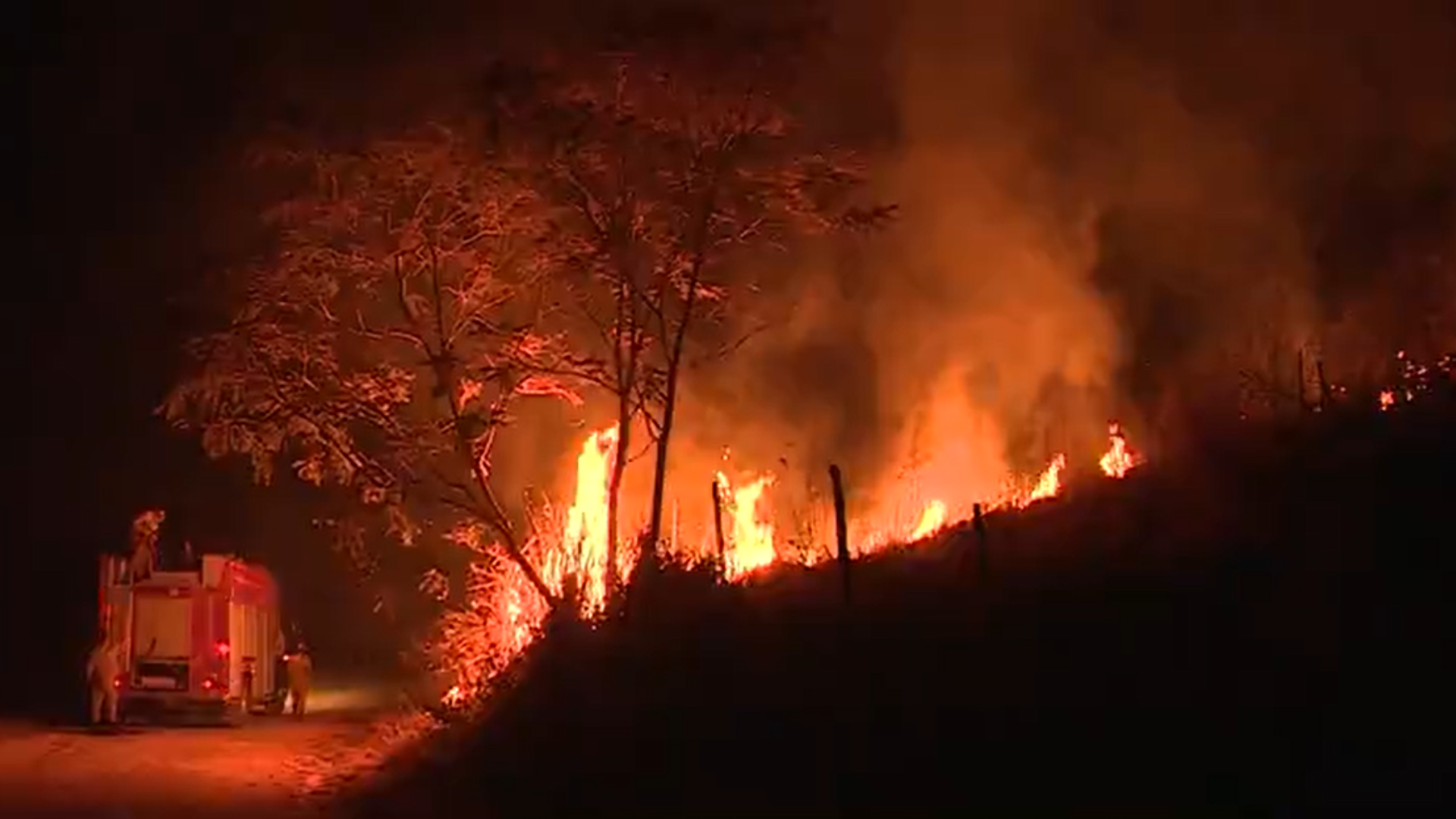 Incêndio de grandes proporções atinge reserva ambiental, em