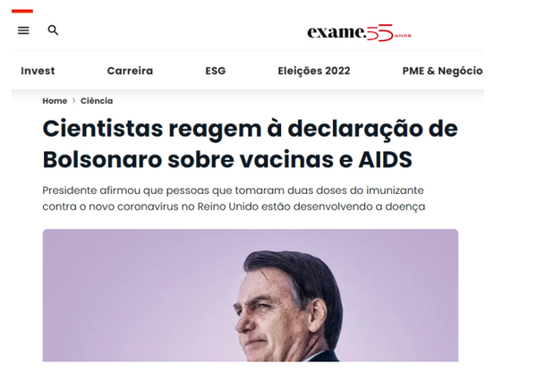 Passando a Limpo: Vacina contra a Covid-19 não provoca Aids, ao contrário do que sugeriu Bolsonaro em live; entenda