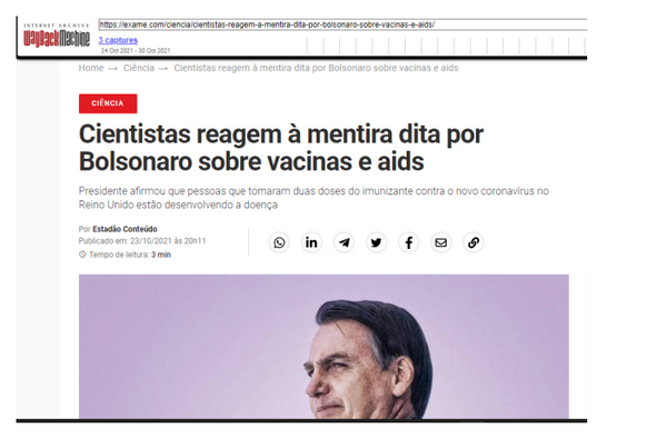 Passando a Limpo: Vacina contra a Covid-19 não provoca Aids, ao contrário do que sugeriu Bolsonaro em live; entenda