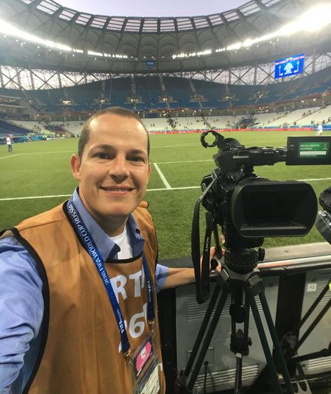 Guido Nunes na cobertura da Copa do Mundo de 2018, na Rússia