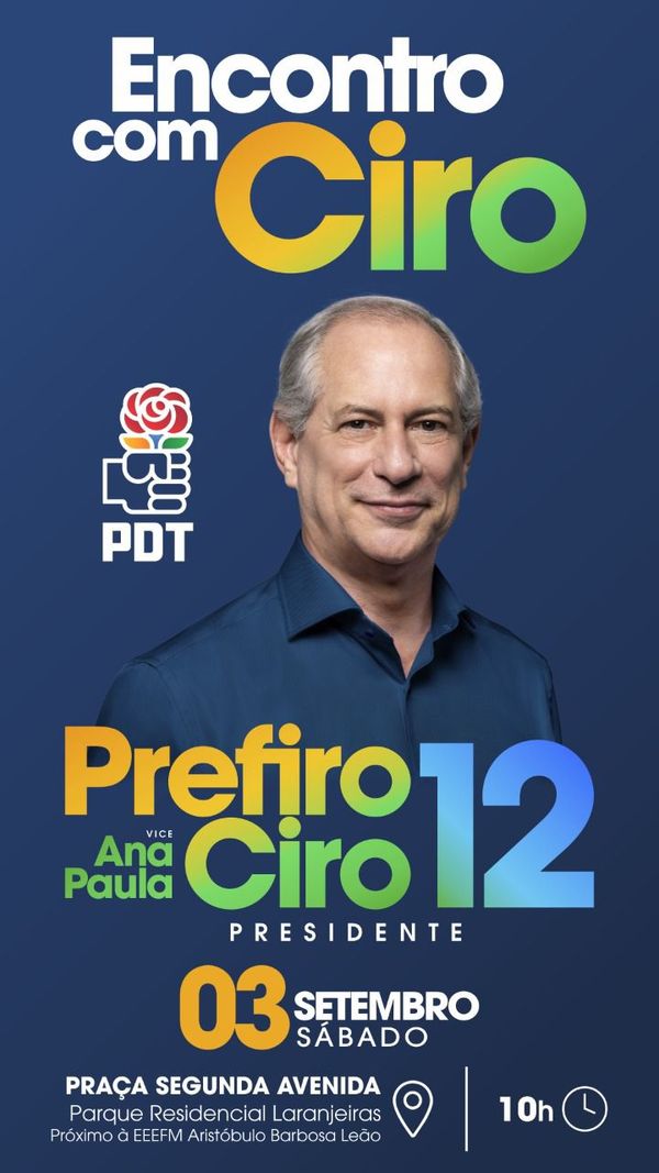 Divulgação de visita de Ciro Gomes ao Espírito Santo nas eleições de 2022
