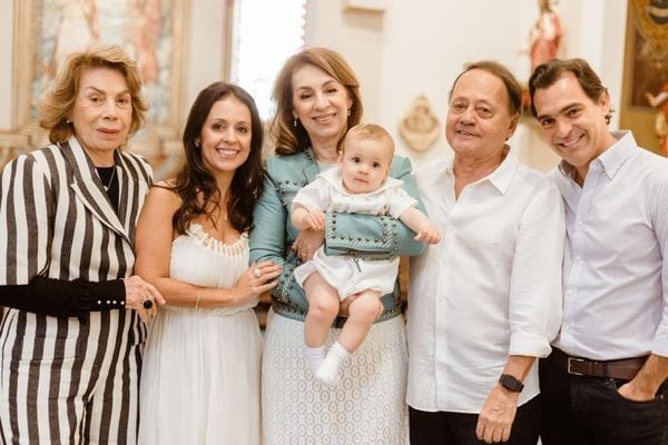Nilce Chieppe, Ticy Chieppe, Rose Chieppe, bebê Felipe, Didico Motta e Paulo Machado