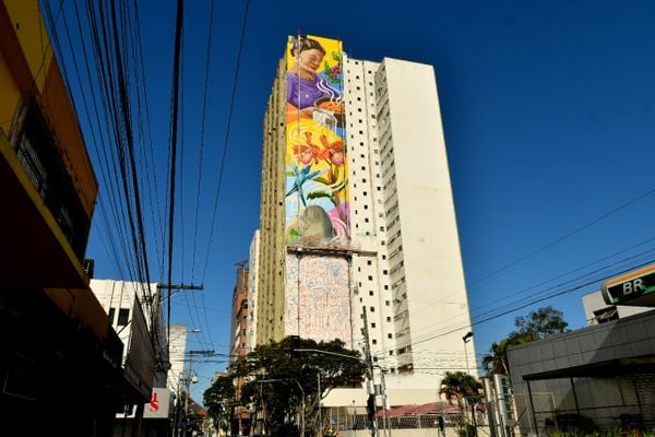 Prédio no Centro de Vitória ganha pintura gigante com símbolos do ES por Fernando Madeira