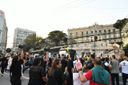 Em novo protesto contra suspensão do piso salarial, manifestantes saíram da Praça Costa Pereira, no Centro, e seguiram para o Palácio Anchieta.(Fernando Madeira | A Gazeta)