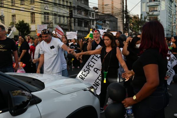 Novo protesto contra a suspensão do piso salarial da enfermagem em Vitória, na tarde desta sexta-feira (09). por Fernando Madeira | A Gazeta
