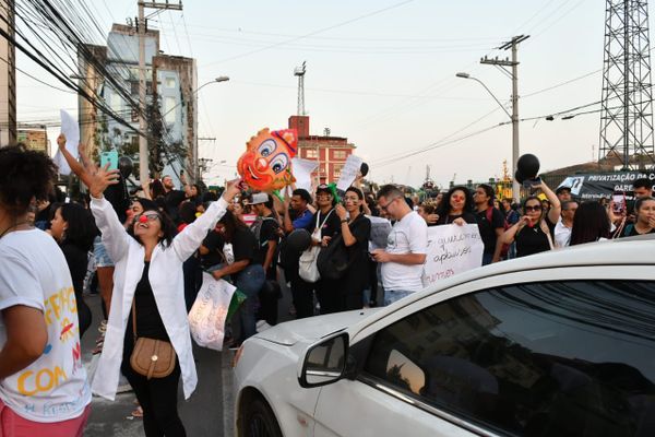 Novo protesto contra a suspensão do piso salarial da enfermagem em Vitória, na tarde desta sexta-feira (09). por Fernando Madeira | A Gazeta