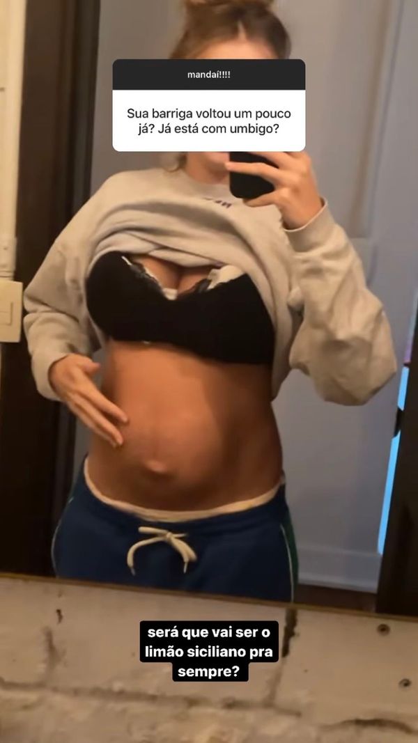 Isabella Scherer mostra barriga após nascimento de gêmeos para seguidores no Instagram