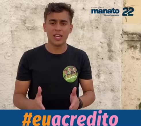 Nikolas Ferreira grava vídeo de apoio a Manato
