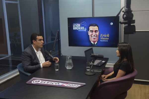 Erick Musso, candidato ao senado pelo Republicanos, é entrevistado pela colunista de A Gazeta, Letícia Gonçalves