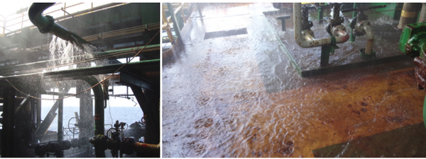 Vazamento tubulações de contenção de incêndio da FPSO Cidade de Vitória