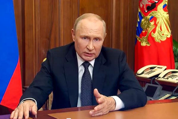 Guerra na Ucrânia: o presidente da Rússia, Vladimir Putin, se dirige à nação em Moscou, na Rússia, nesta quarta-feira, 21 de setembro de 2022.