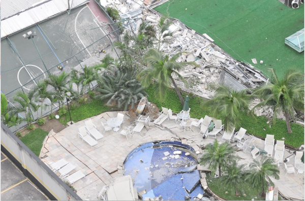 Desabamento área lazer Residencial Gran Parc ocorrida em 19 de julho de 2016  por Divulgação/leitor