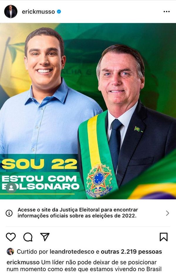 Erick Musso e Jair Bolsonaro