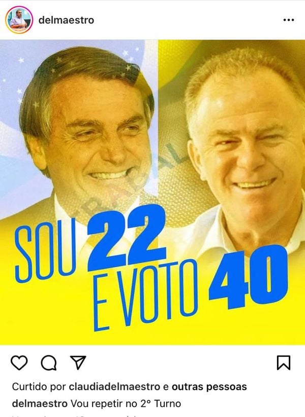 Marcos Delmaestro pede votos para Bolsonaro e Casagrande