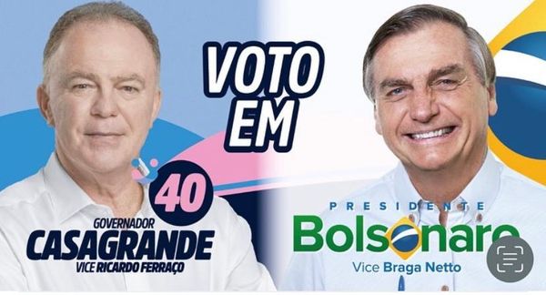 Postagem de Gilson Daniel no Instagram pede votos para Casagrande e Bolsonaro