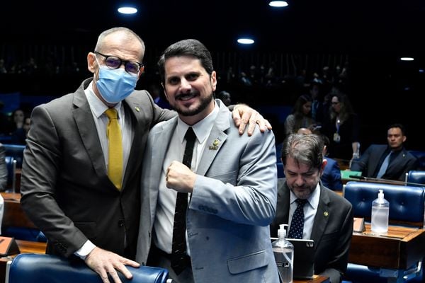 Fabiano Contarato e Marcos do Val no Senado, em abril de 2022