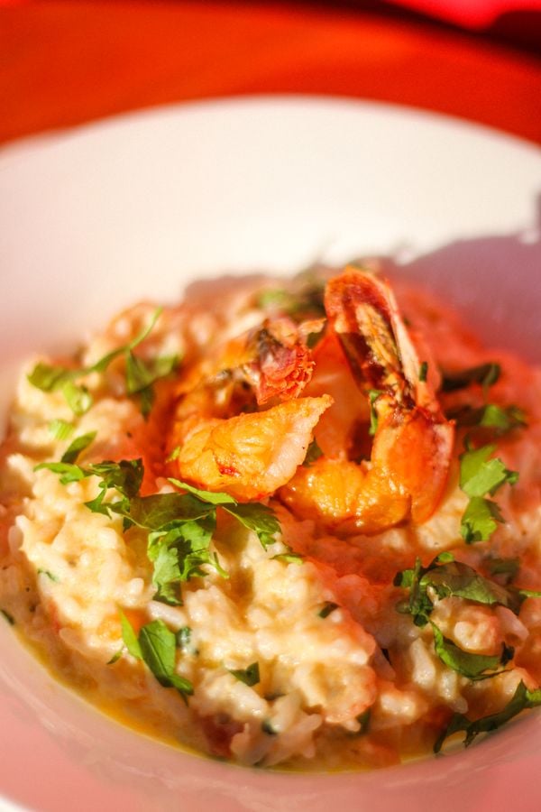 Risoto de camarão do Sabor do Cais. Valor: R$ 25  por festival de camarão de conceição da barra