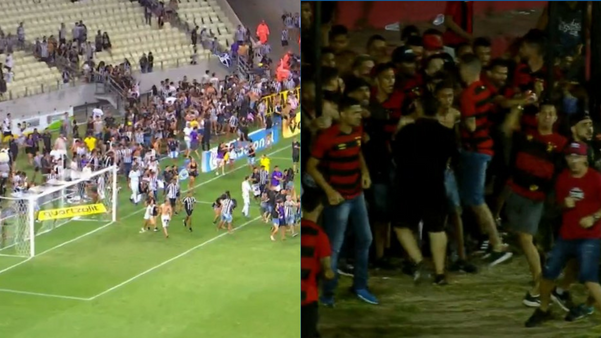 Torcidas de Ceará e Sport invadiram os gramados e interromperam as partidas do Brasileirão