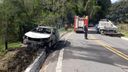 Acidente com carro deixa rodovia interditada em Alegre(3° BPMES)