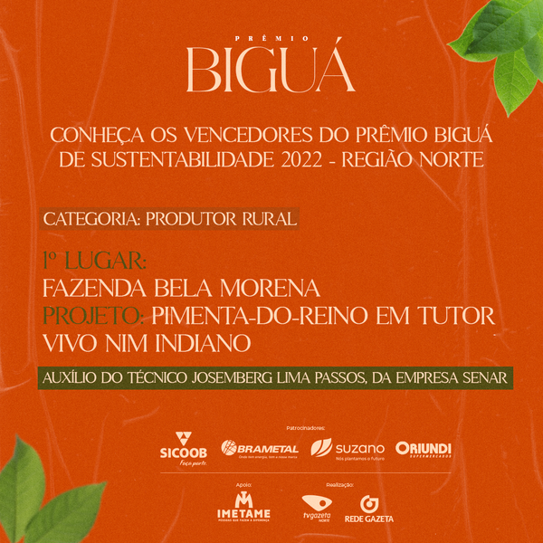 Vencedor da categoria Produtor Rural