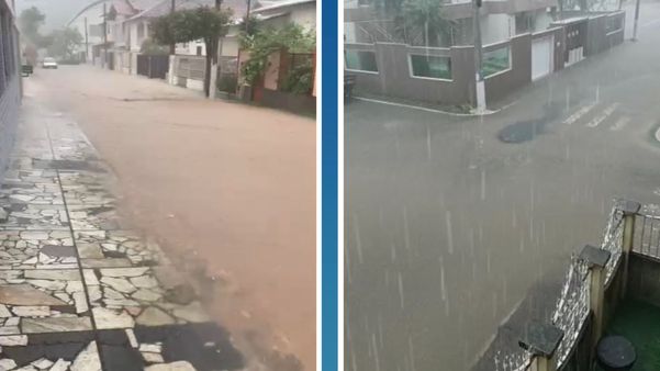 Chuva forte deixa ruas alagadas em Ibiraçu