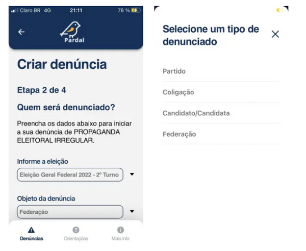 Passando a Limpo: É falso que aplicativo do TSE não permita denúncias contra o PT; eleitor deve selecionar federação partidária