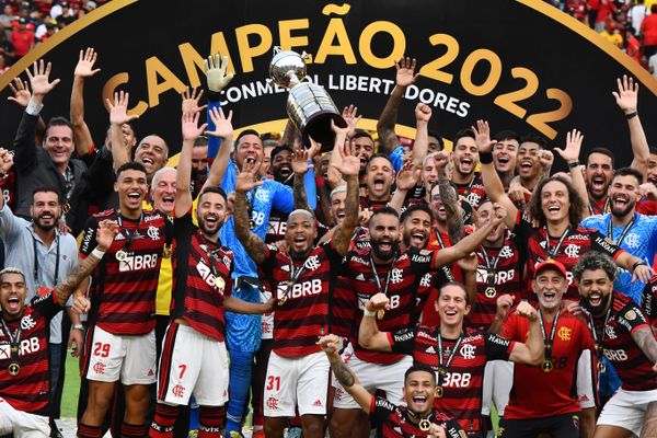 Jogadores do Flamengo fizeram a festa em Guayaquil, no Equador