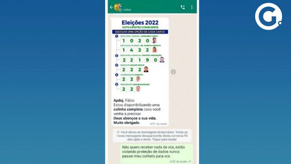 Denúncia de disparo de mensagem em massa