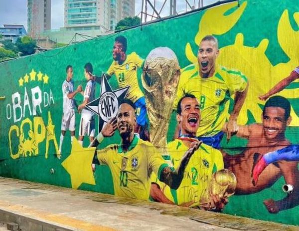 Estrela do Norte, clube de Itapemirim, fez mural em alusão à Copa do Mundo