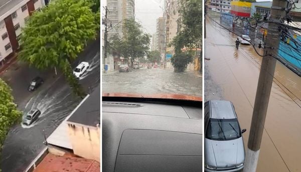 Chuva forte deixa ruas alagadas na Grande Vitória