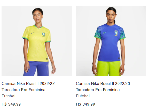 Modelo feminino ainda está disponível no site da fornecedora