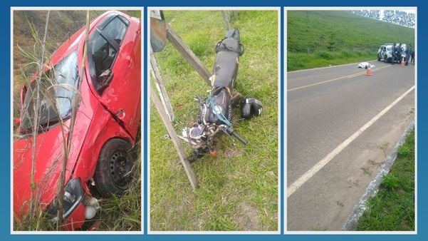 Garupa morre e motociclista fica ferido em acidente na zona rural de Dores do Rio Preto