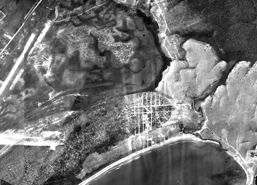 Vista de Jardim Camburi por foto aérea em 1955