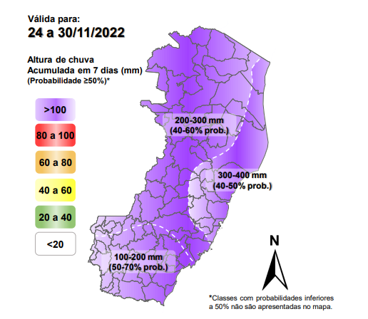 Defesa Civil prevê chuva forte e impacto excepcional em parte do Espírito Santo