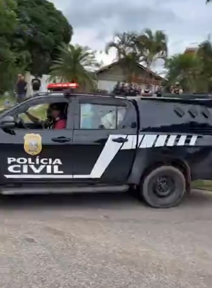 Momento da prisão do suspeito em Aracruz