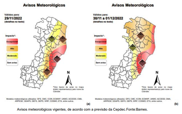 Linhares é onde mais chove em 24h e ES tem 615 pessoas fora de casa