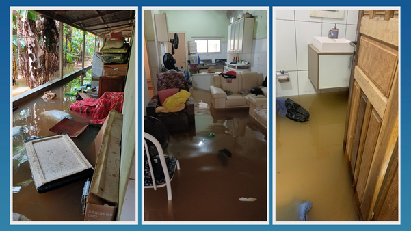 Chuva forte causa alagamentos em ruas e casas do Norte do ES