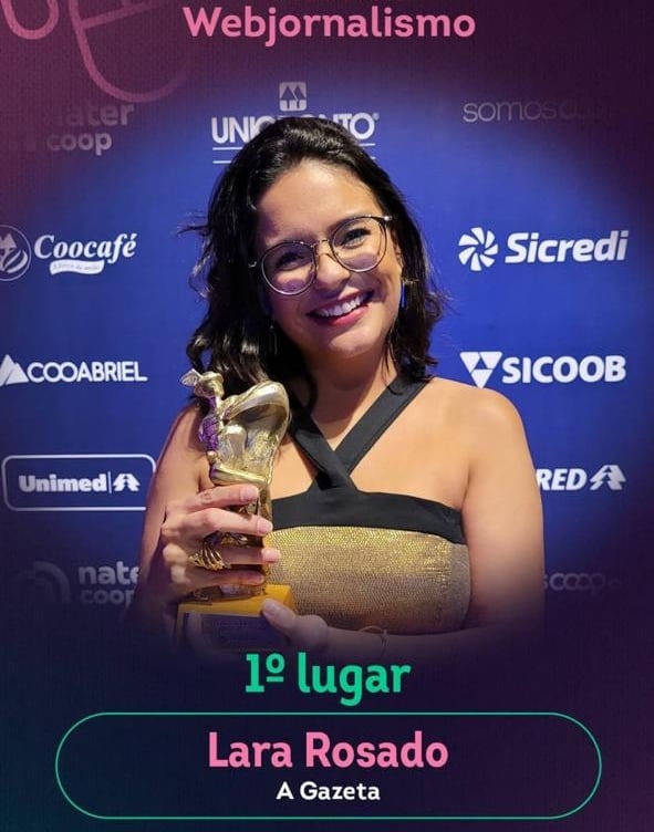 O primeiro lugar da categoria webjornalismo ficou com Lara Rosado, Flávia Martins, Karine Nobre e Vinicius Viana por Divulgação/OCB-ES