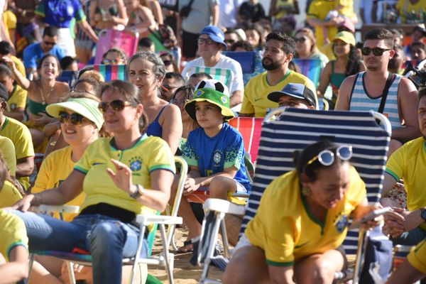 Torcida assiste ao jogo Brasil e Coreia, pela Copa, na arena de Camburi, Vitória por Carlos Alberto Silva
