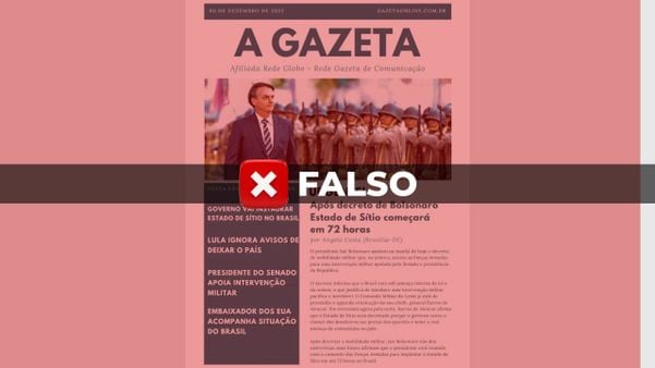 Passando a Limpo: Bolsonaro não decretou estado de sítio e é falsa capa de A Gazeta com o anúncio