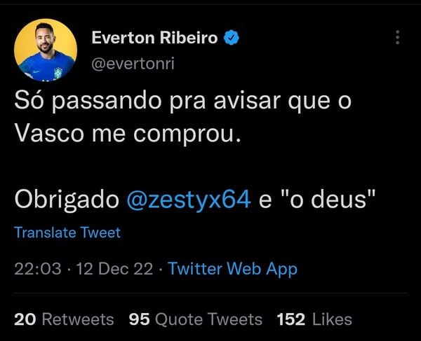 Conta do meia do Flamengo foi invadida durante a noite de segunda-feira (12)