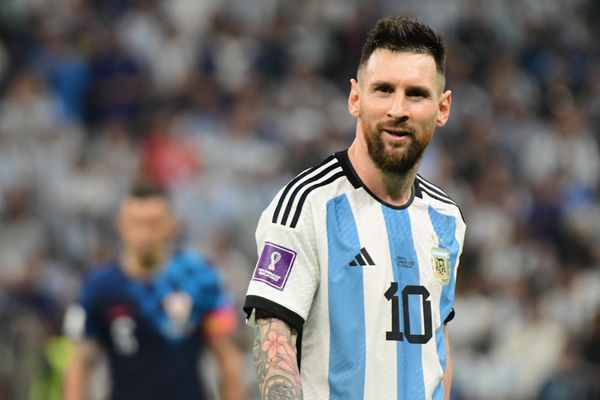 Messi durante a vitória da Argentina por 3 a 0 sobre a Croácia nas semifinais da Copa do Mundo do Catar