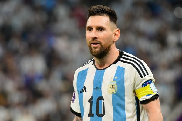 Messi durante a vitória da Argentina por 3 a 0 sobre a Croácia nas semifinais da Copa do Mundo do Catar