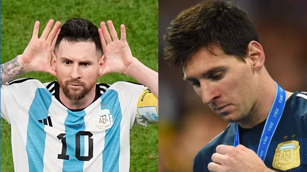 Messi nas Copas do Mundo de 2022 e 2014, nas duas vezes em que chegou à final com a Argentina