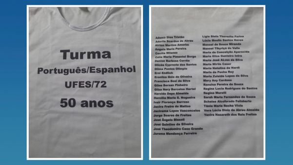 Camisas personalizadas continham os nomes dos alunos 