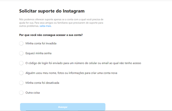 Instagram criou um formulário com perguntas para tentar recuperar contas hackeadas
