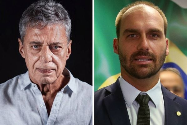 Cantor Chico Buarque e o deputado Eduardo Bolsonaro: juiz ordena que filho de presidente retire música do cantor das redes sociais