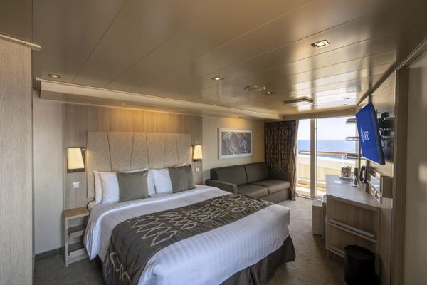 Há diversas opções de cabines no MSC Seashore, como a Premiumm Suite Aurea com Terraço