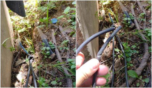 Fios cortados em poste de iluminação do Estádio Robertão, do Serra