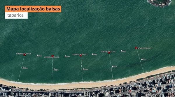 Réveillon 2023: Mapa simula locais onde ficarão as balsas para a queima de fogos em Itaparica, Vila Velha